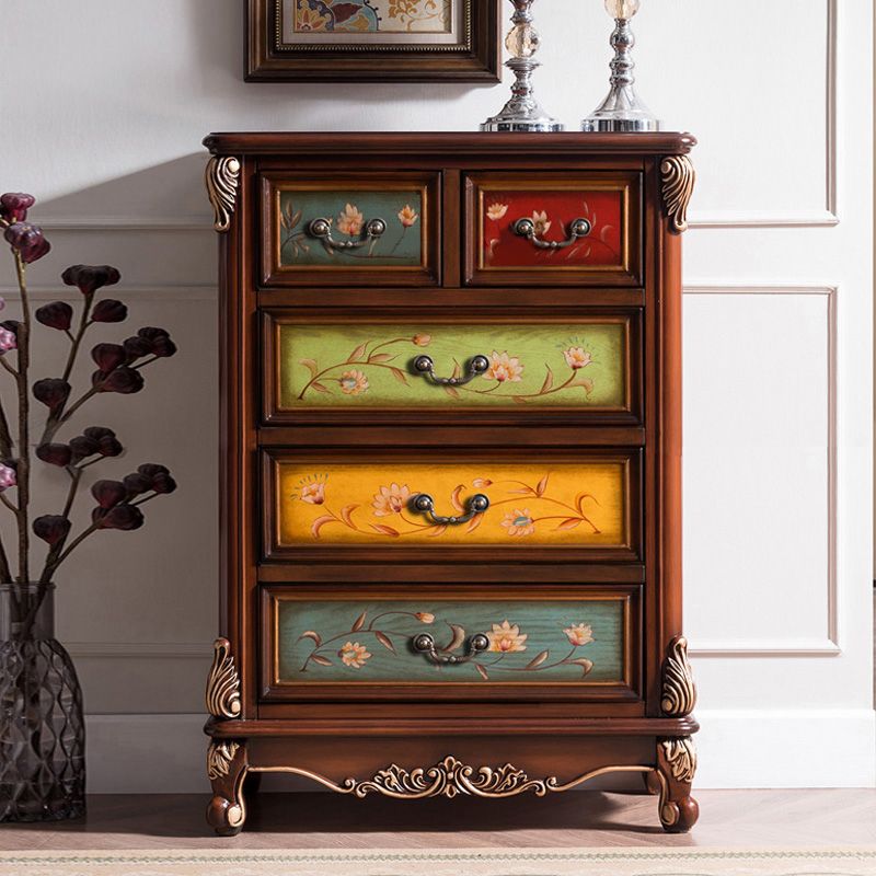 Traditional Style Wooden Storage Chest with Drawers for Bedroom
