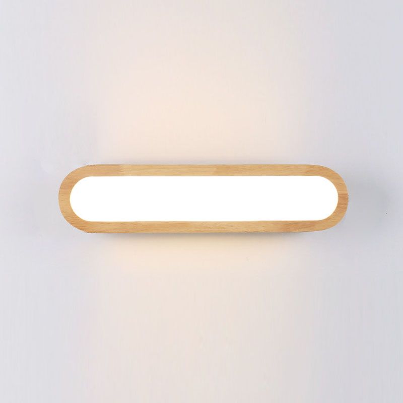 Wood 1-Light Linear Shade Wall Sconce Modern Simple Style Mirror Wall Lighting in Brown