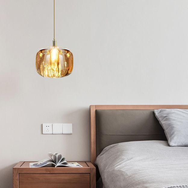Modern Simple Style Crystal Pendant Lighting Crystal Globe Shade Hanging Lamp for Bedroom Bedside
