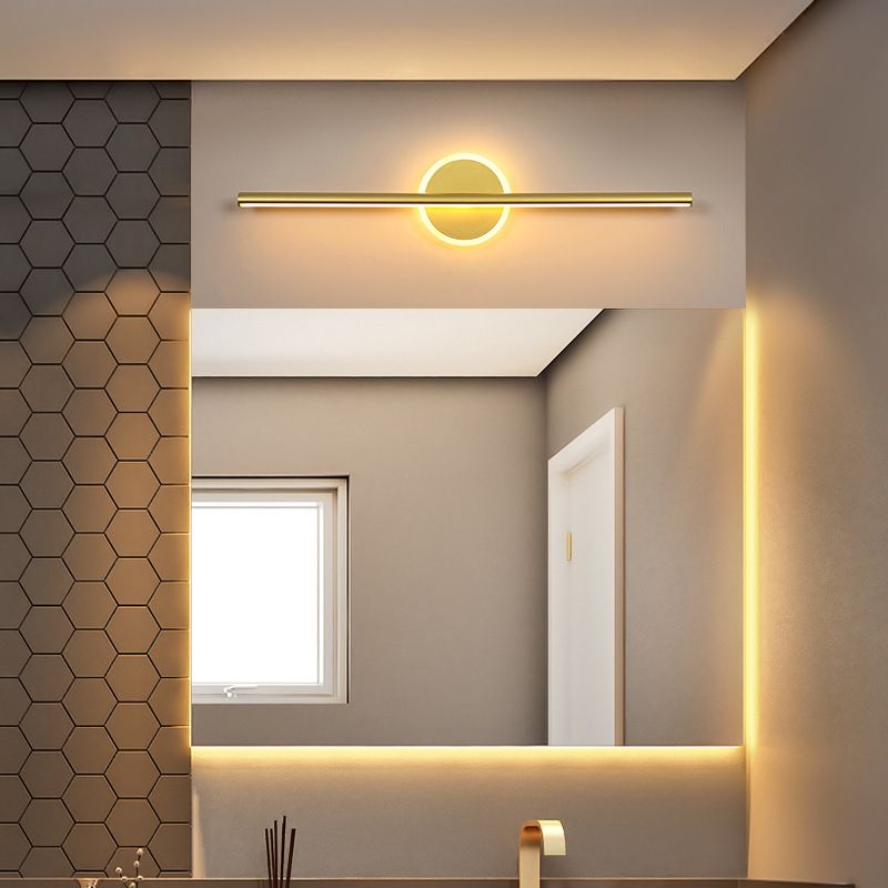 Metal Linear Vanity Wall Sconce Modern Style 1 Light Vanity Lighting Fixtures in Gold