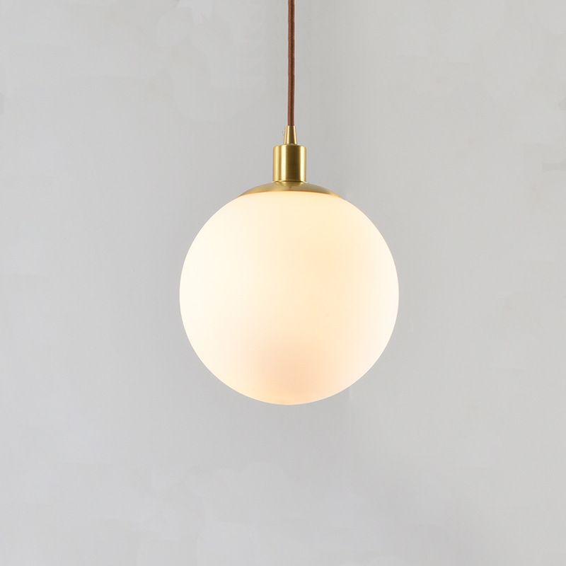 Gold 1 Light Pendant Lighting Fixtures Contemporary Glass Spherical Hanging Lights for Bedroom