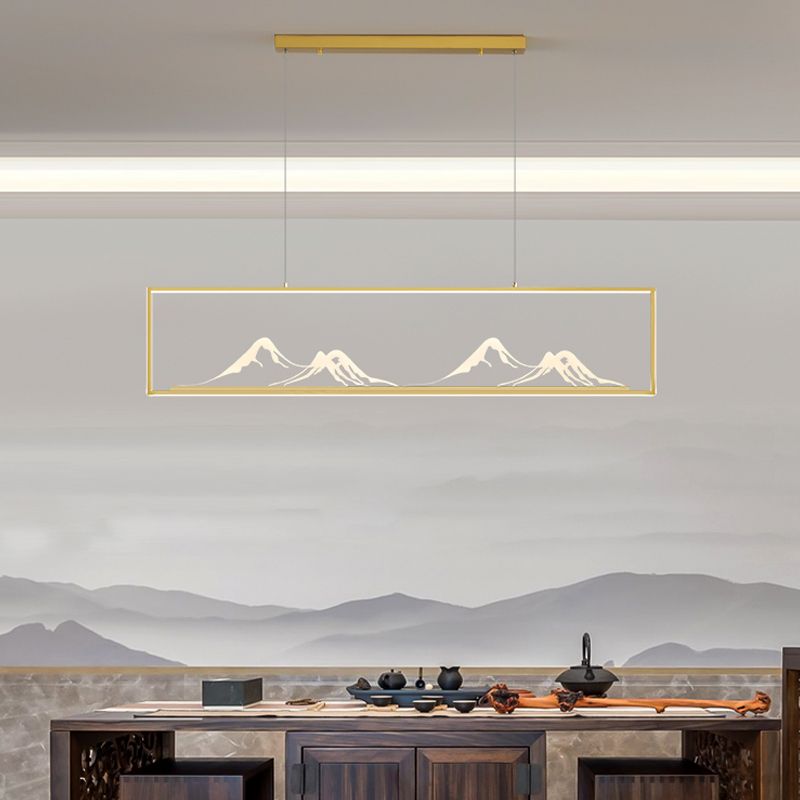 Geometrische Inselleuchte moderne Teelauminselbeleuchtung mit Acrylschatten