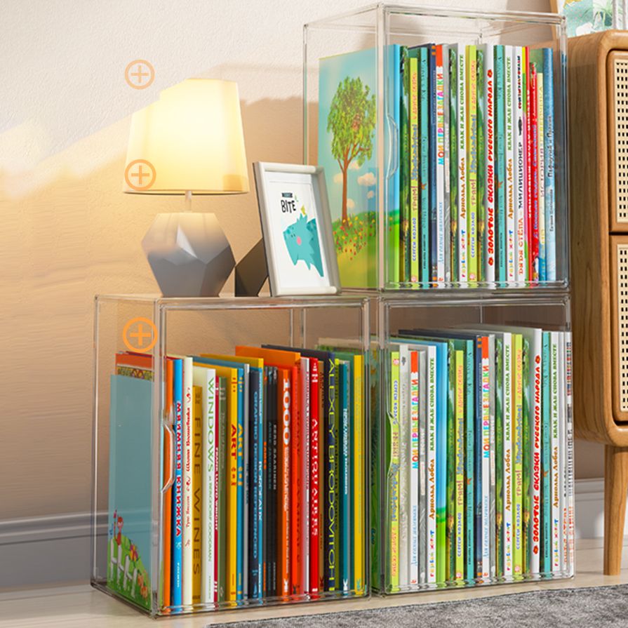 Modern Style Bookshelf Stackable Plastic Bookcase for Home Office