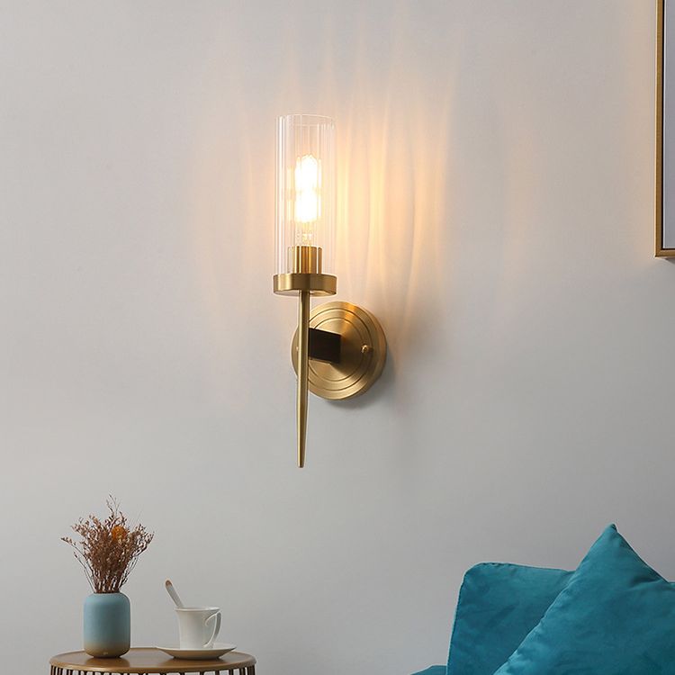 Cylindrical Clear Glass Wall Lighting Fixtures Modern Wall Mounted Light Fixture for Bedroom