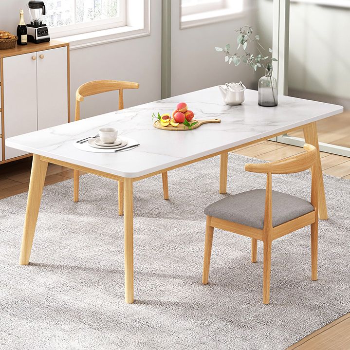 Minimalist Rectangle Shape Standard Dining Set MDF Kitchen Dining Set with 4 Legs Base