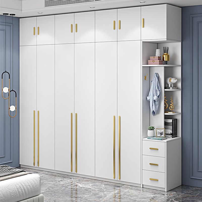 White Colour Wooden Wardrobe Soft Close Door Wardrobe Closet with Garment Rod