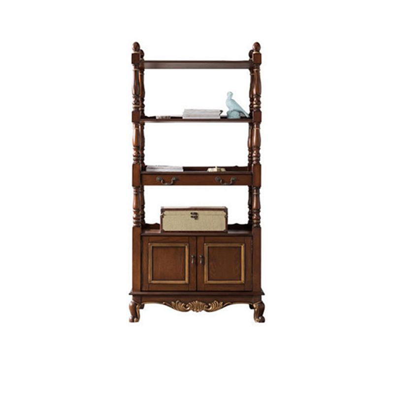 Industrial Rubberwood Chest with Doors Storage Cabinet with Shelves