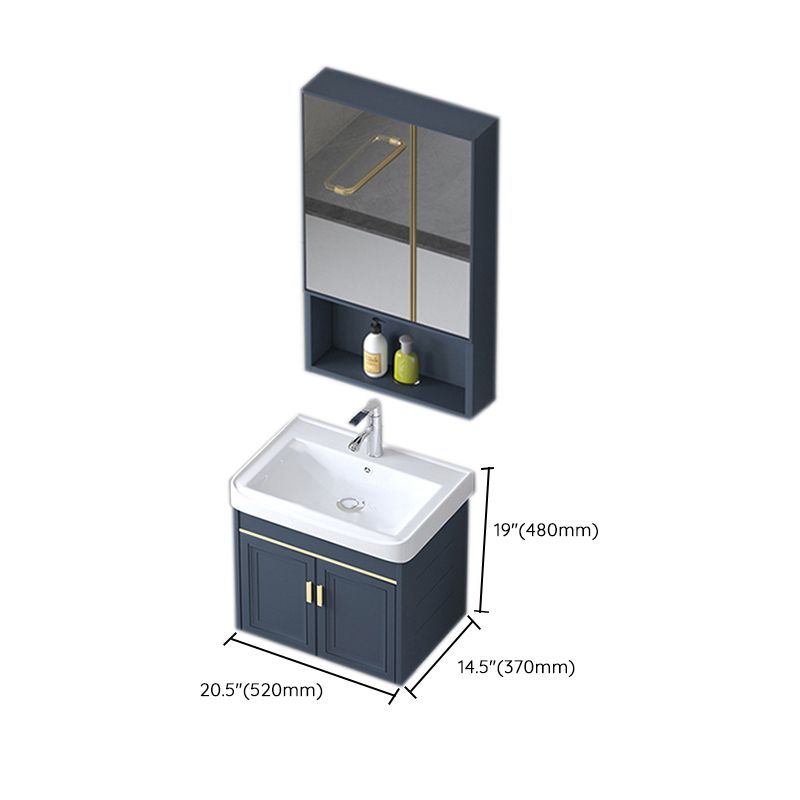 Modern Wall-Mounted Sink Vanity Blue Wall Mount Vanity Cabinet