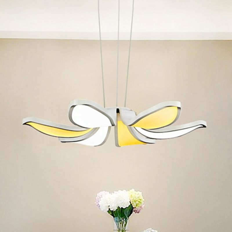 Fleur Fleur Chandelier en acrylique Light Contemporain 6/8 lumières Blanc LED Plafond suspendu en blanc / chaud / naturel Light