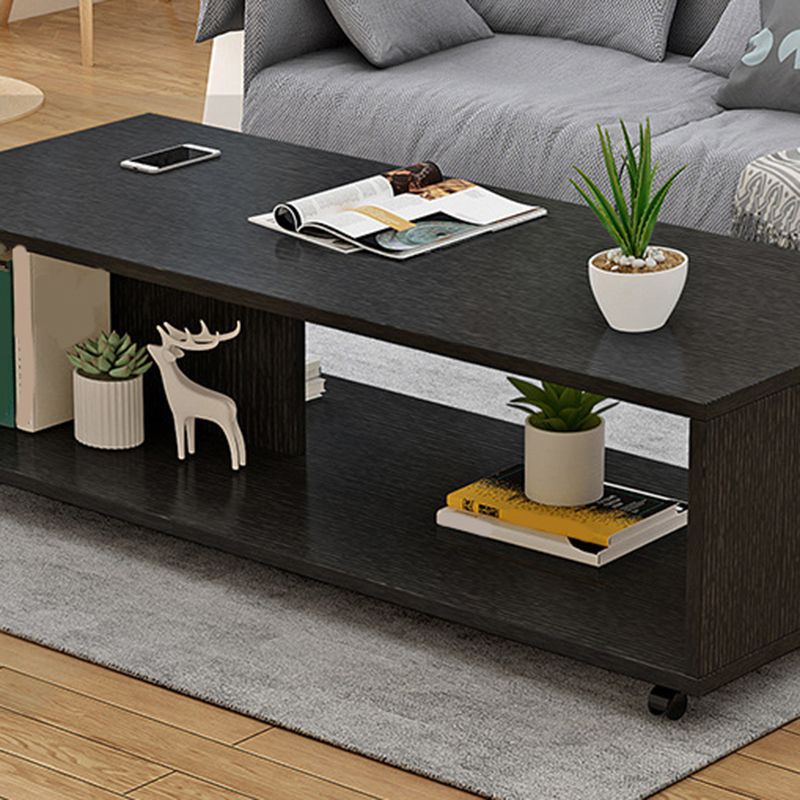 Rectangular 1 - Shelf Coffee Table with Casters Contemporary 15" H 1 Single Cocktail Table