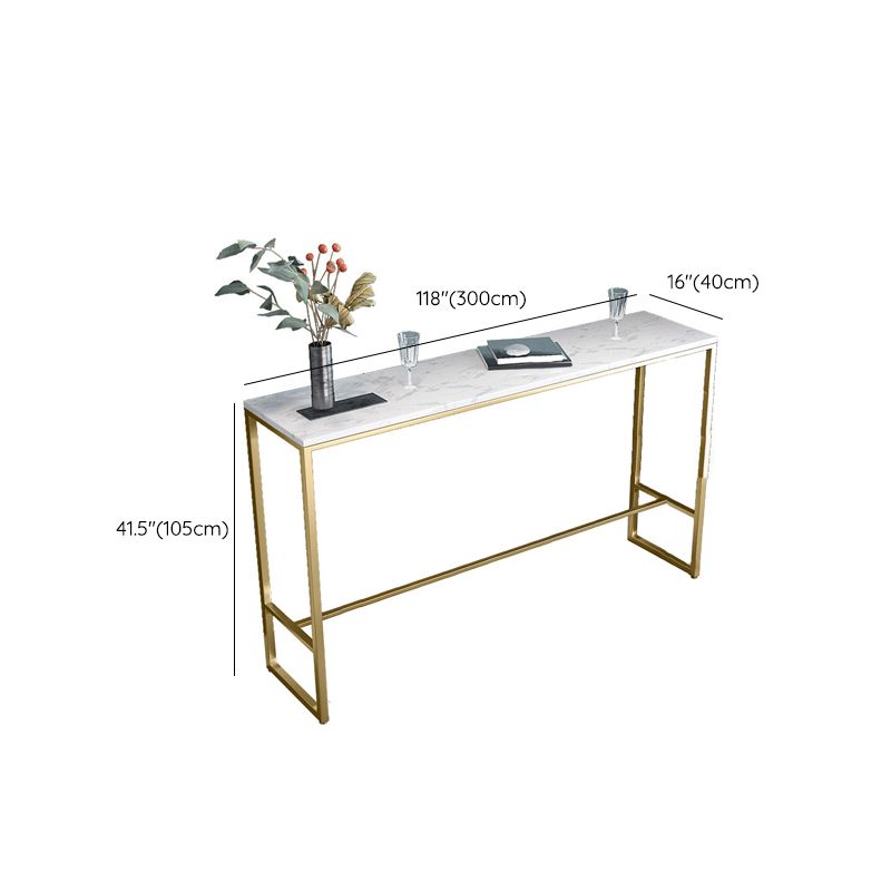 Glam Bar Height Table White Faux Marble Top Bistro Bar Table with Gold Base