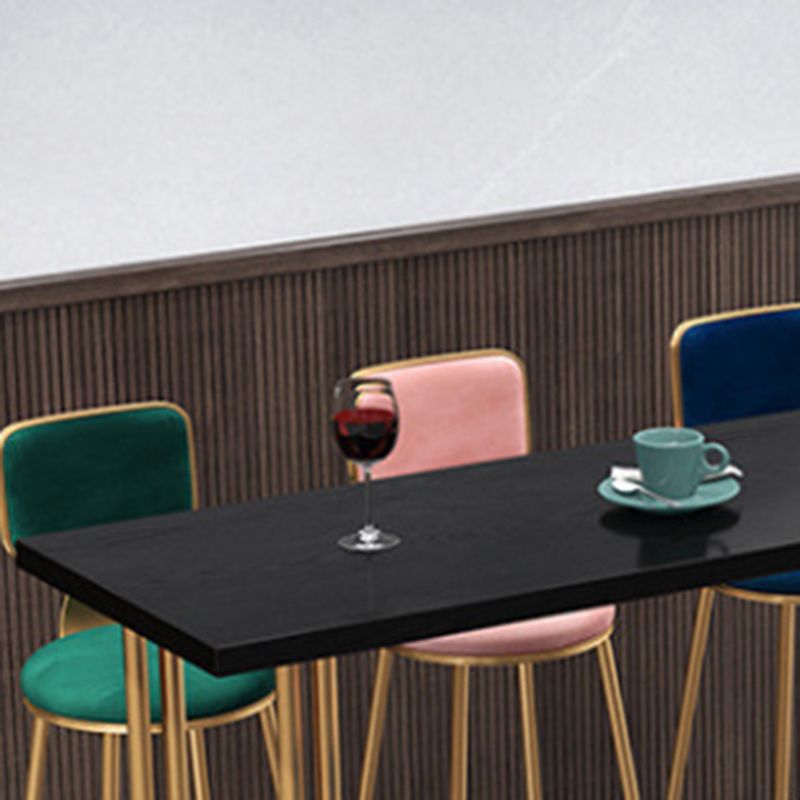 Rectangular Wood Top Table Glam Style Bistro Pub Table for Patio Use