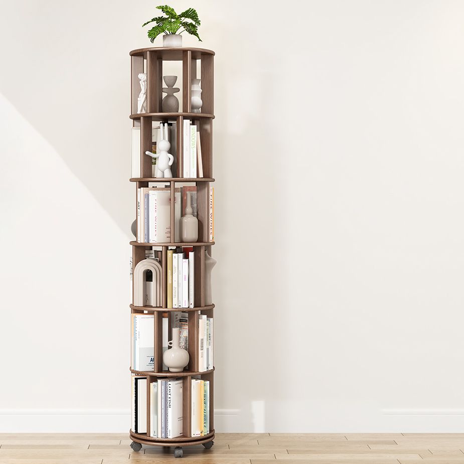 Scandinavian Style Bookshelf with Casters Bookcase for Home Office Study Room