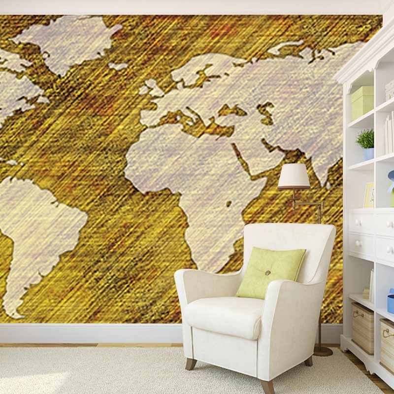 Washable Stain Resistant Mural Wallpaper Map Illustration Indoor Wall Mural