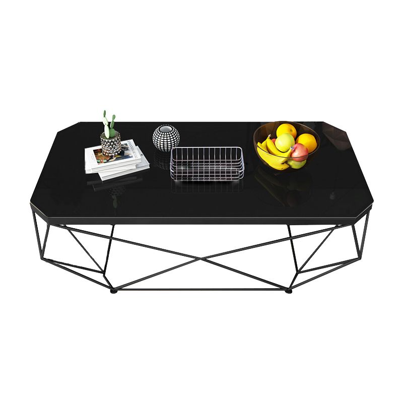 Modern Frame Coffee Table Rectangular Glass Top Coffee Cocktail Table for Living Room