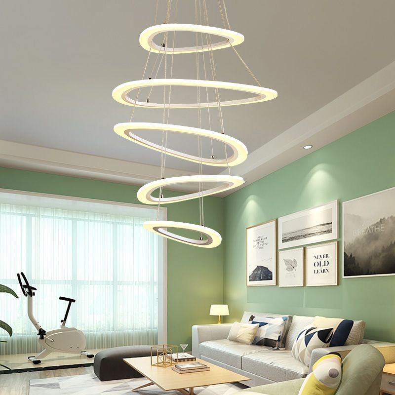Acrylic Triangle Chandelier Lighting Fixture Modern LED 1/2/3-Head Ceiling Pendant in Warm/White Light