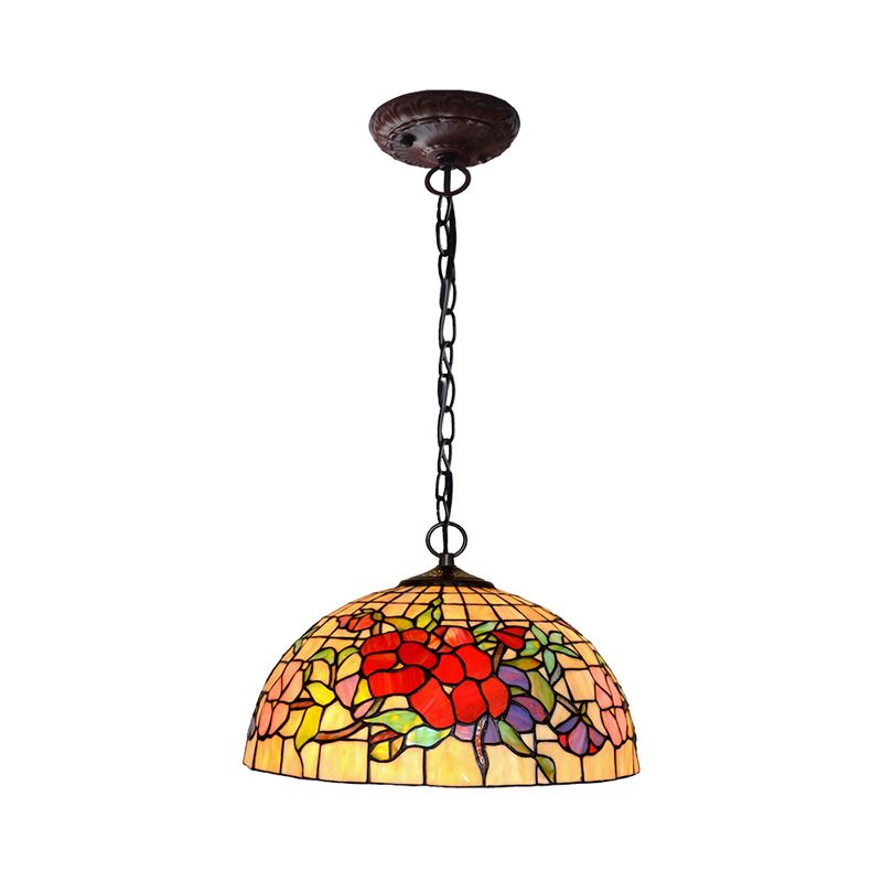 2 lumières Plafond floral lustre de style Tiffany Red / Pink Trened Gary Pendant Lampe for Kitchen