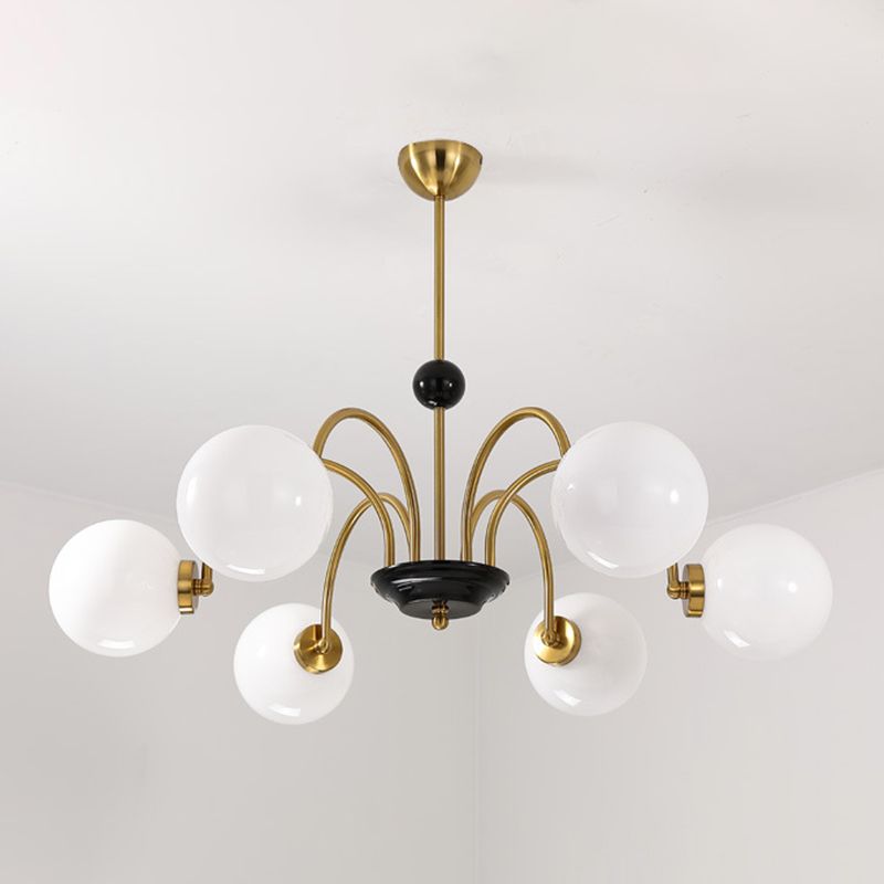 Glass Spherical Shape Chandelier Modern Style Multi Light Chandelier Light for Bedroom