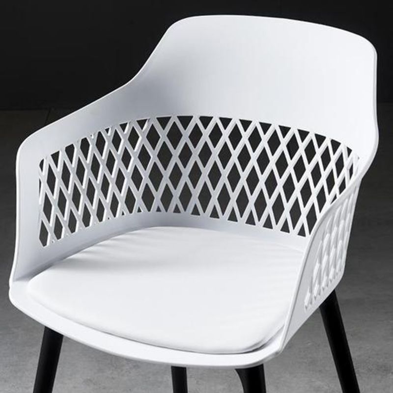 Sillón de metal contemporáneo para interiores y exteriores, sillón con respaldo abierto