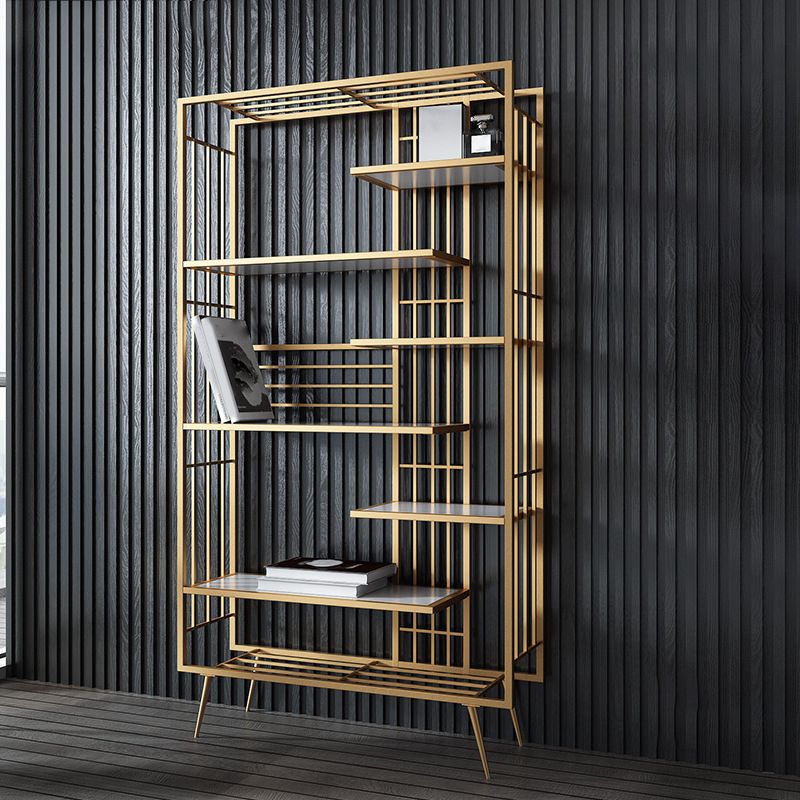 Contemporary Shelf Bookcase Open Storage Metal Bookcase with Shelves