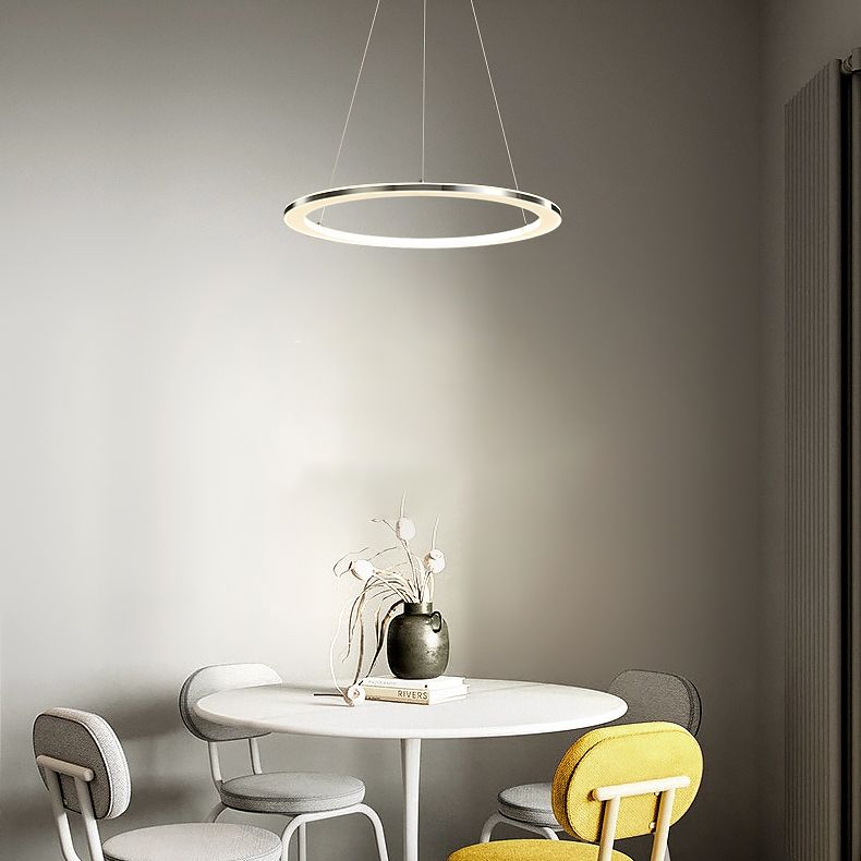 Circular 1-Light Hanging Light Fixtures Modern Style Metal Chandelier Pendant Light