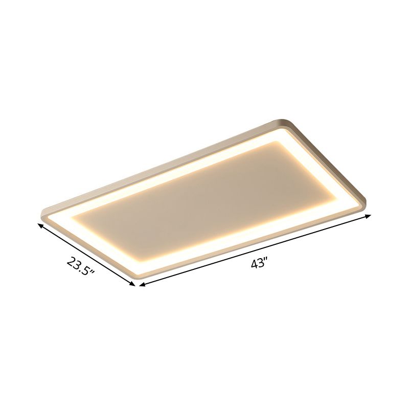 35.5"/43" W White Rectangle Ceiling Lighting Simple Frosted Acrylic Shade LED Flush Lamp in Warm/White Light/Remote Control Stepless Dimming