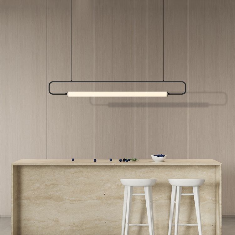 Modern Style Rectangle Island Light Fixture Metal 1- Light Island Pendant Light