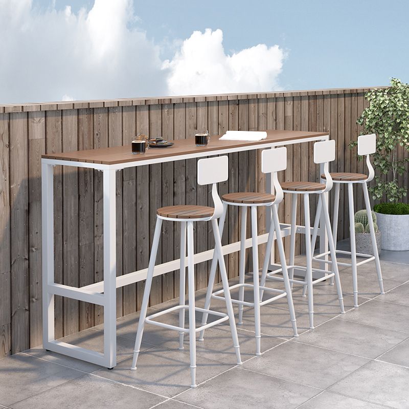 Rectangle Brown Top Bar Table Trestle Base Dining Table for Coffee Room