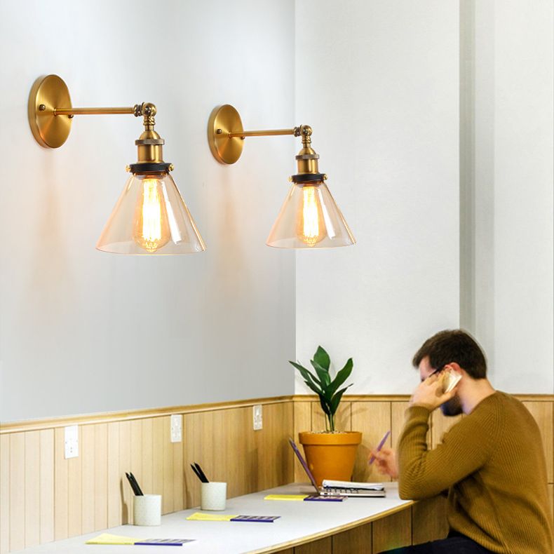 Loft Industrial Wall Mount Light Single Light Glass Shade Sconce Light for Bedside Restaurant