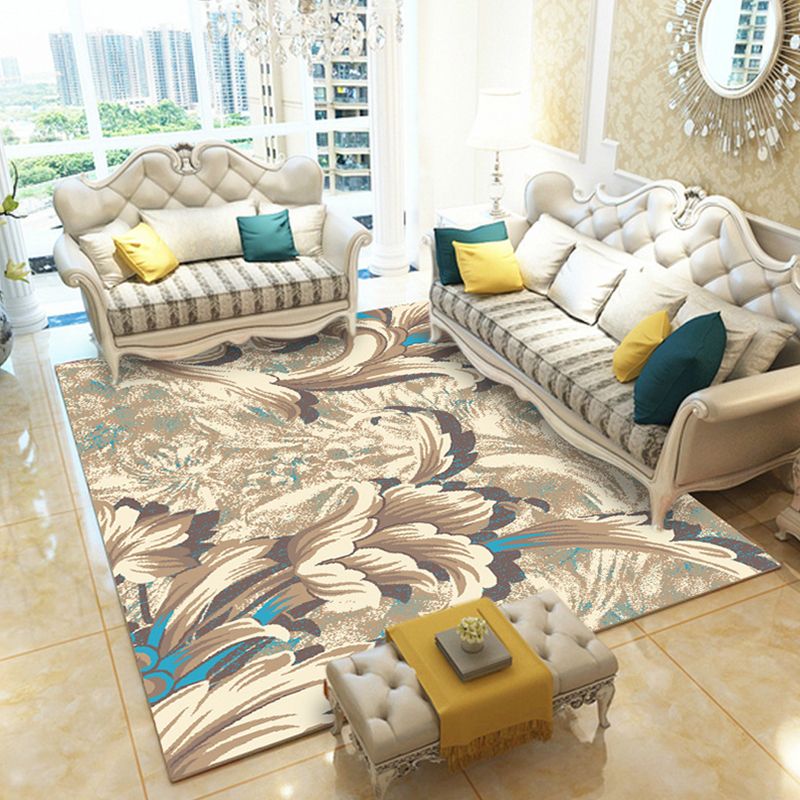 Casual Digital Print Floral Rug Multi-Color Modern Rug Polyester Stain Resistant Anti-Slip Backing Washable Carpet for Great Room