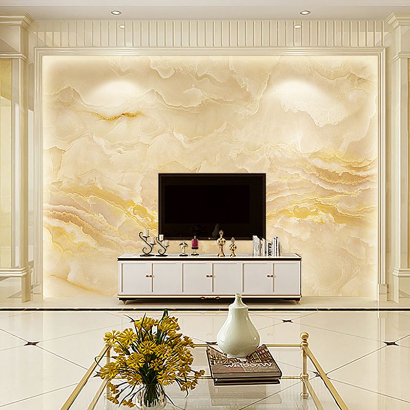 Beige Marble Wall Art Water-Resistant Mural Wallpaper for Accent Wall