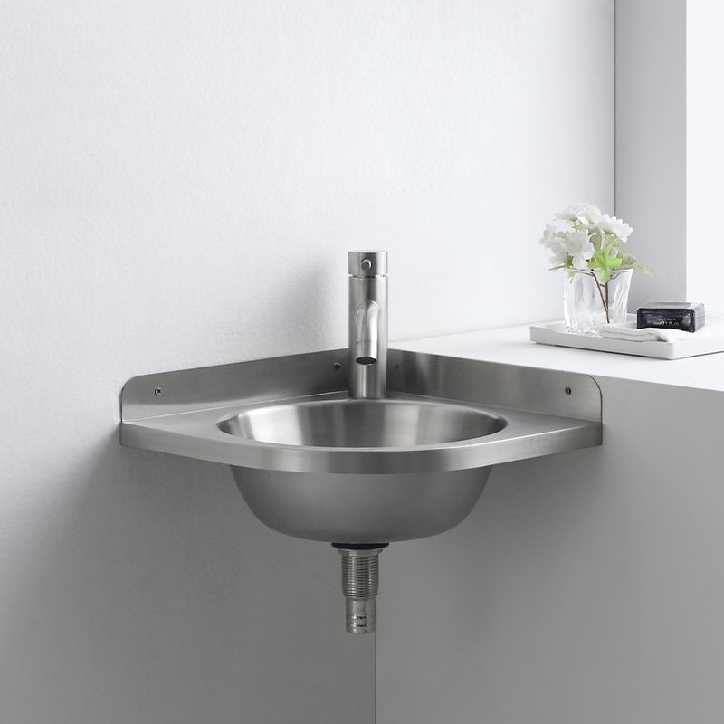 Modern Corner Sinks Metal Round with Faucet Wall Mount Bathroom Sink