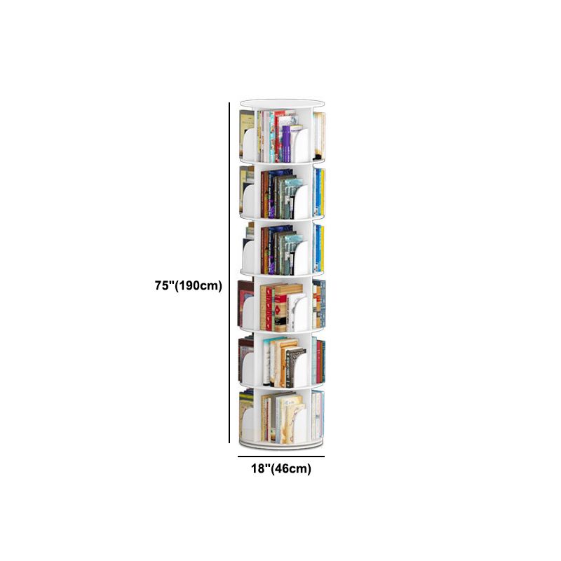 Modern White Bookcase Corner Engineered Wood Bookshelf with Rectangular Shelves