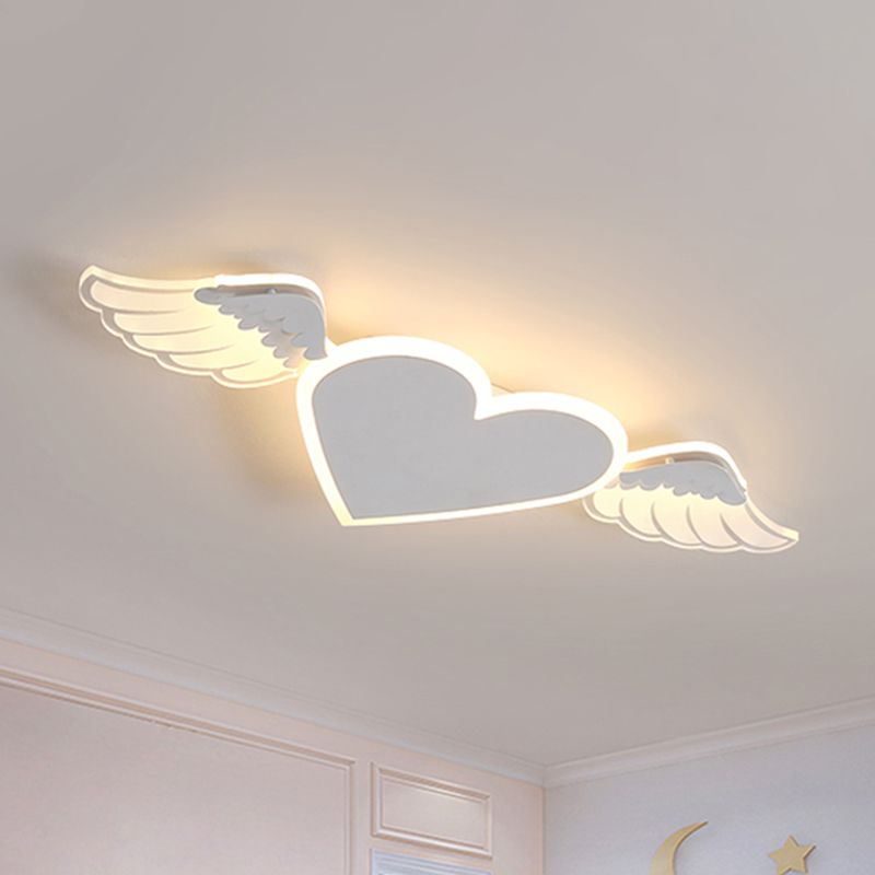 Plafonnier LED en forme de cœur blanc/rose pour enfants, plafonnier en métal pour enfants, lumière chaude/blanche
