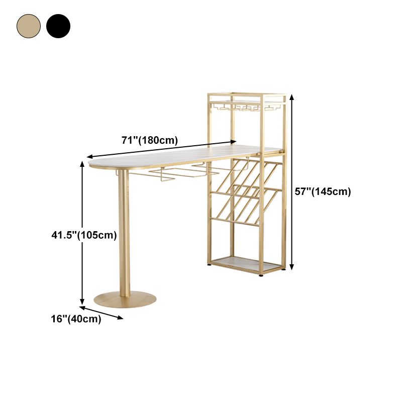 Stone Top Bar Dining Table Traditional Luxury Bar Table with Double Pedestal Base