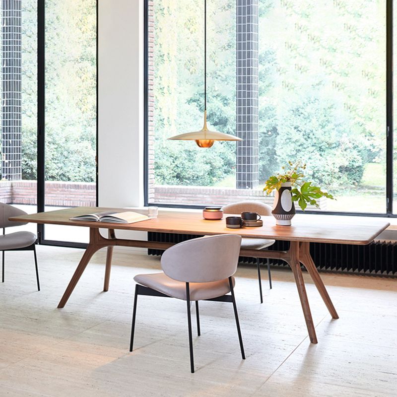 Rectangle Wood Dining Table Pine Solid Wood Table Modern with Trestle Base