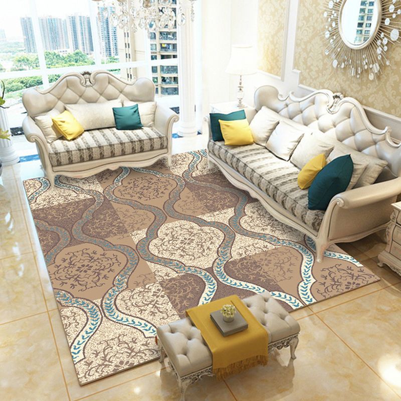 Casual Digital Print Floral Rug Multi-Color Modern Rug Polyester Stain Resistant Anti-Slip Backing Washable Carpet for Great Room
