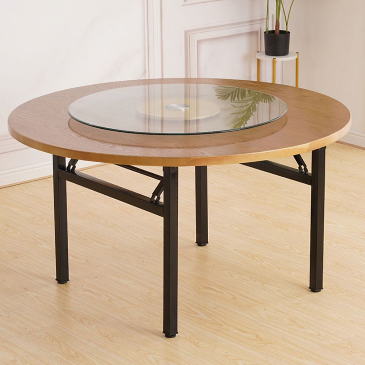 Round Folding Table Tripod Base Dining Table for Kitchen Dining Room