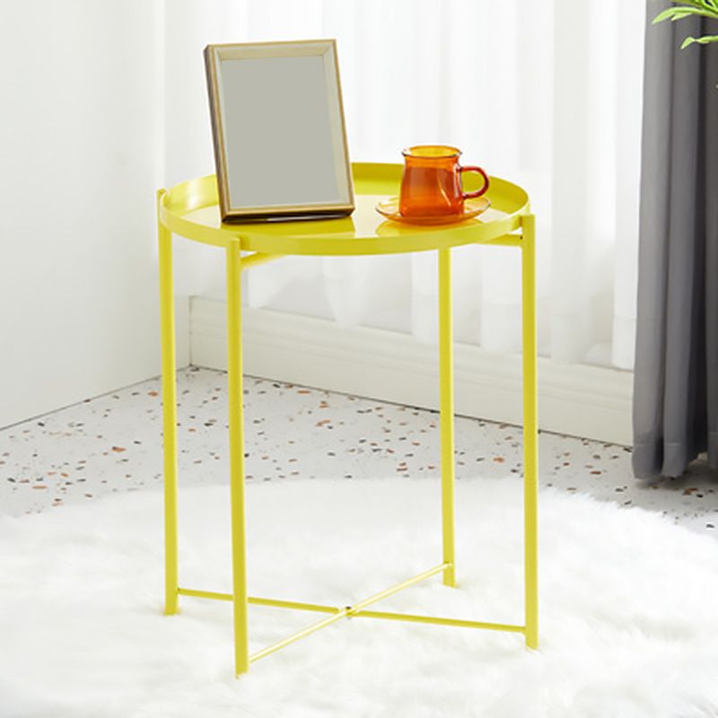 Mid-Century Modern Cross Legs Coffee Table with Round Top in Iron