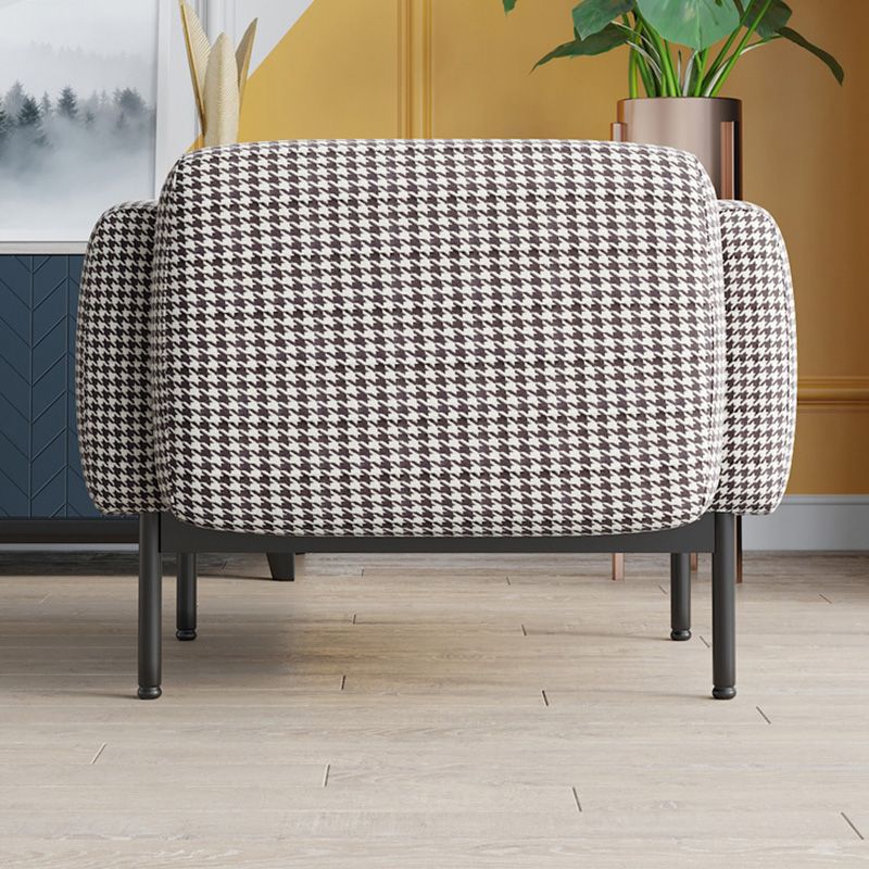 Modern Houndstooth Armchair Basic Four Leg Recessed Arms Chair