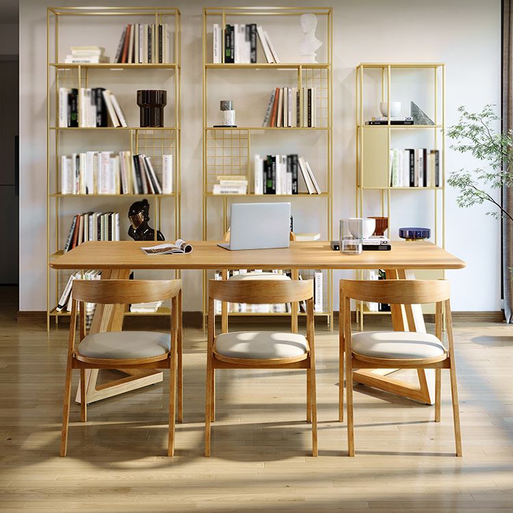 Modern Style Sled Office Desk Rectangular Solid Wood Writing Desk