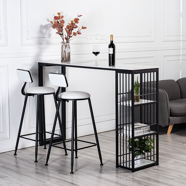 Contemporary Bar Table Set 1/3 Pcs Faux Marble Bar Table and Armless Stools