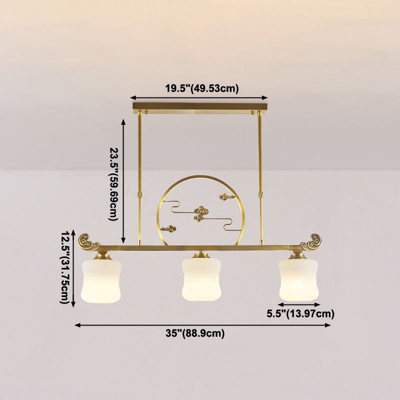 Luminaires d'éclairage de l'île du cylindre moderne Verre 3 Éclairage pendentif léger en or