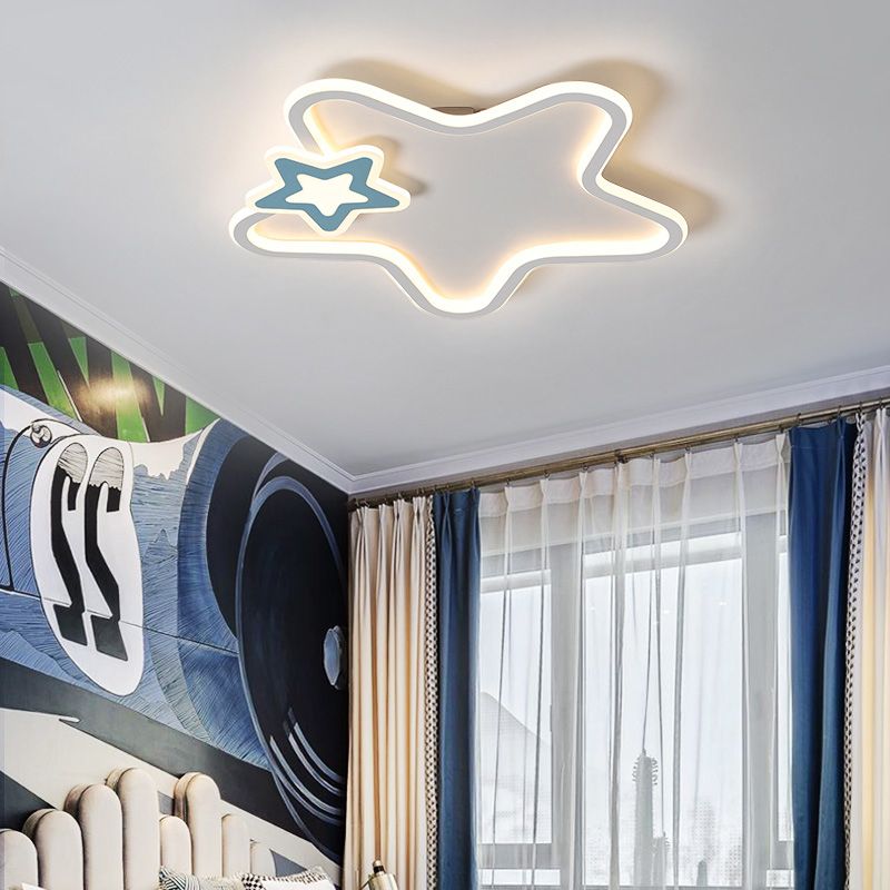 Kids Flush Mount Light Metal LED Pentagon Ceiling Mount Light Fixture for Bedroom