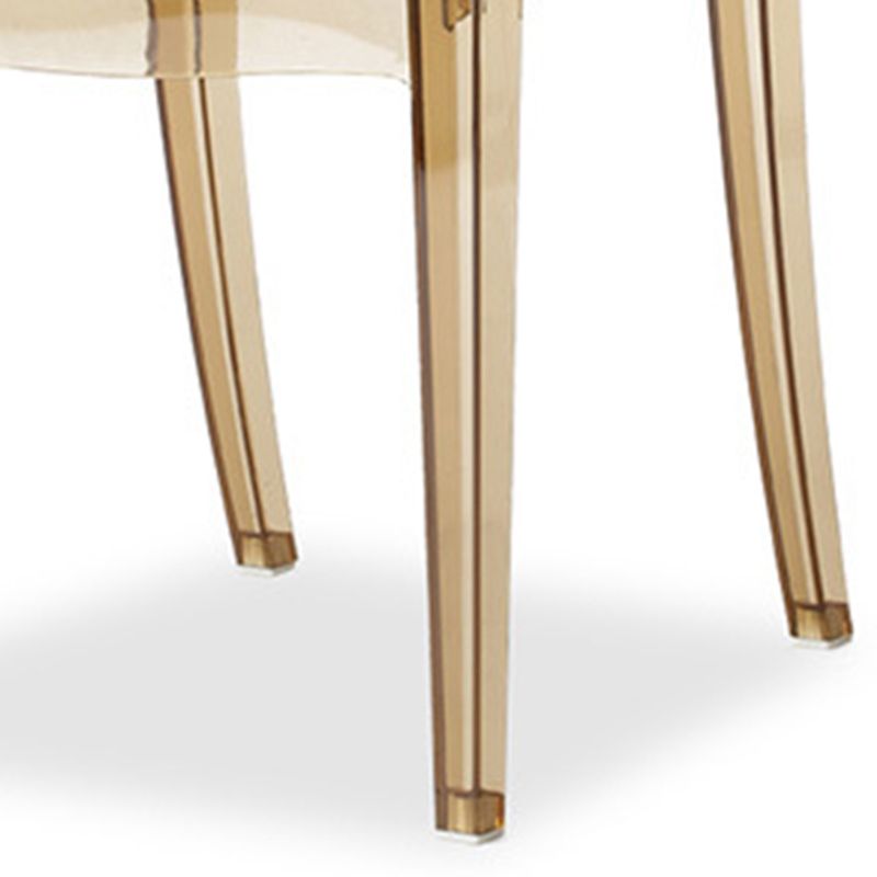 Sillón de plástico contemporáneo para restaurante, silla de comedor transparente con respaldo abierto (juego de 4)