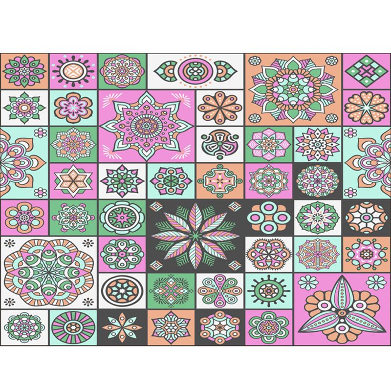 Böhmischer Teppich mit Mosaik-Fliesen-Druck, mehrfarbiger Polypropylen-Teppich, schmutzabweisend, waschbar, rutschfeste Rückseite, Teppich für Heimdekoration