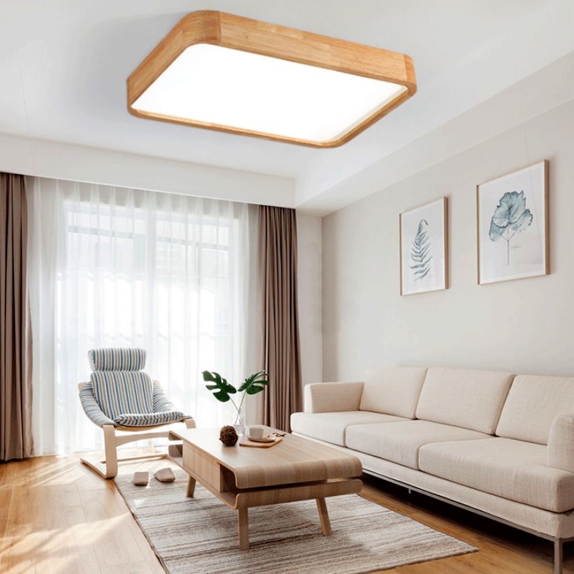 Luz de techo LED geométrica de madera en soporte empotrado interior acrílico de estilo conciso moderno en color registro