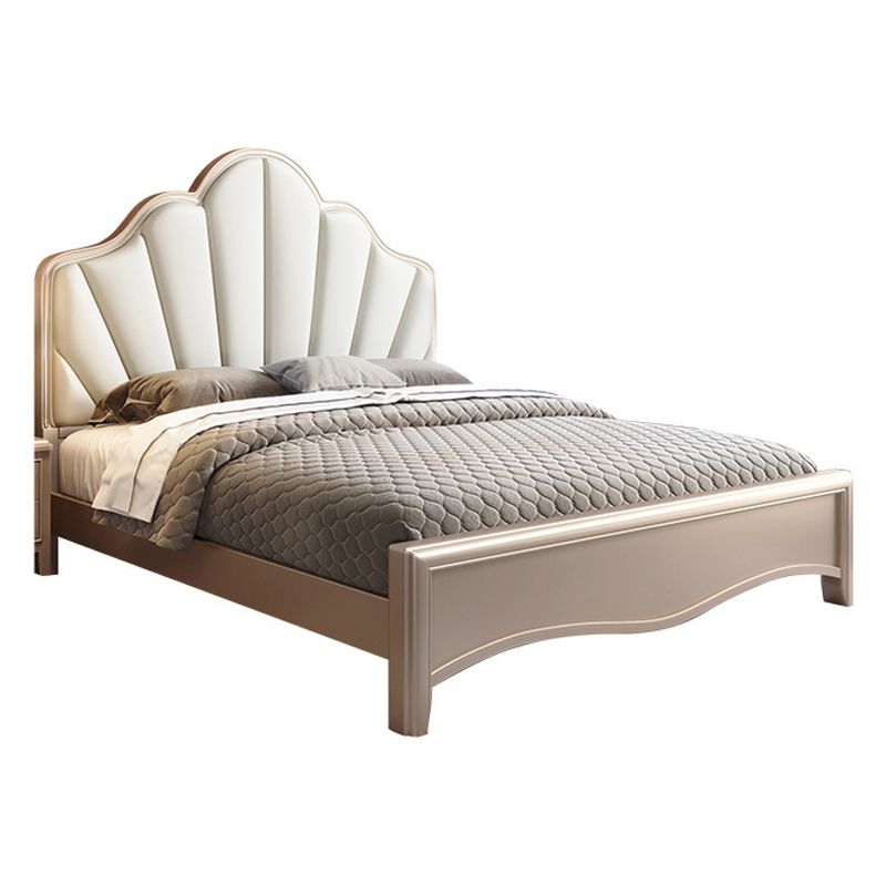 Victorian Panel Bed Upholstered Headboard Panel Solid Wood Bed Frame