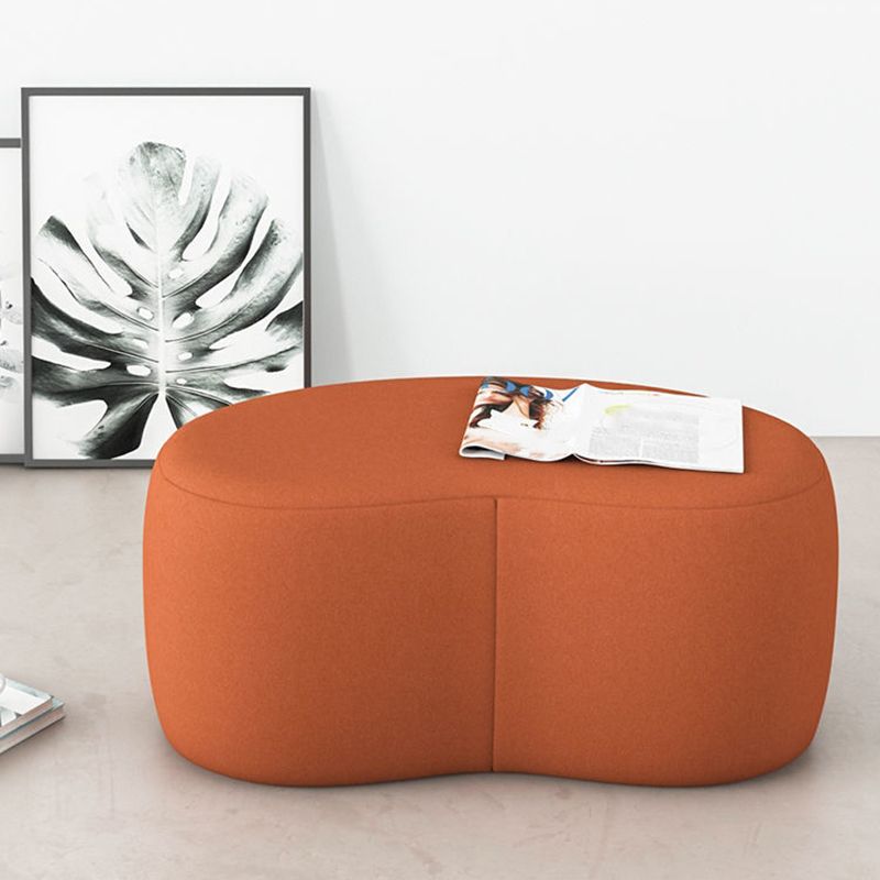 Modern Stain Resistant Standard Wedge Orange Leather Pouf for Home Decor