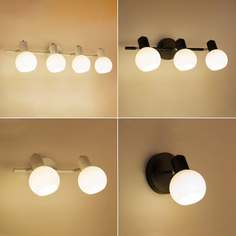 White Glass Bubble Wall Mounted Vanity Lights Modern Style Wall Sconce Lighting